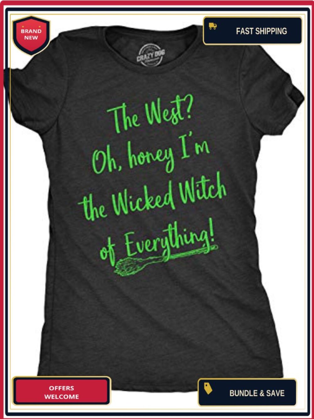 Wicked Witch Halloween Tee Slim Fit Short Sleeve Crew Neck Women's